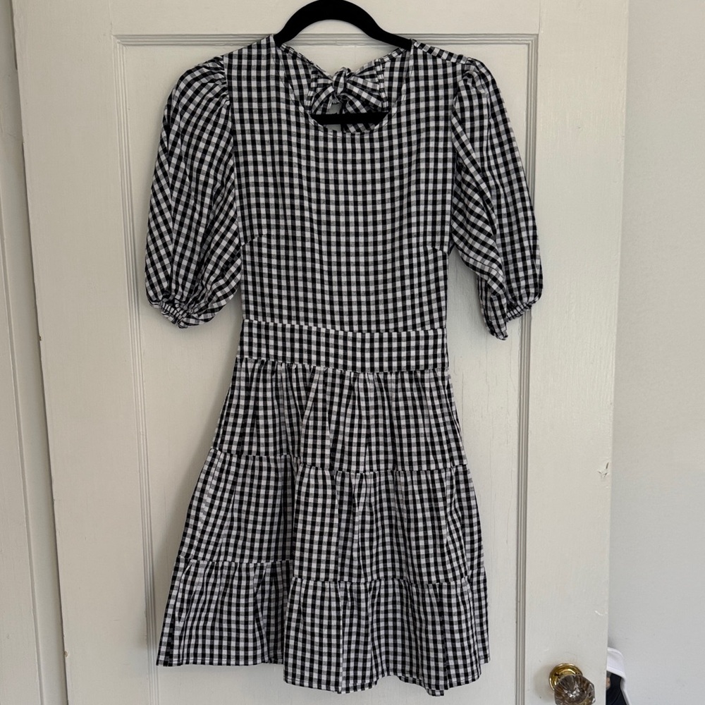 Faithfull the Brand Black and White Gingham Backless Dress